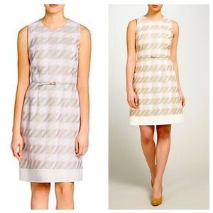 Hugo Boss Diemoni Sleeveless A-line Dress Houndstooth Tweed Pink/Grey Size 8